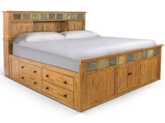 Sunny Designs Sedona Rustic Oak Queen Storage Bed with Slate