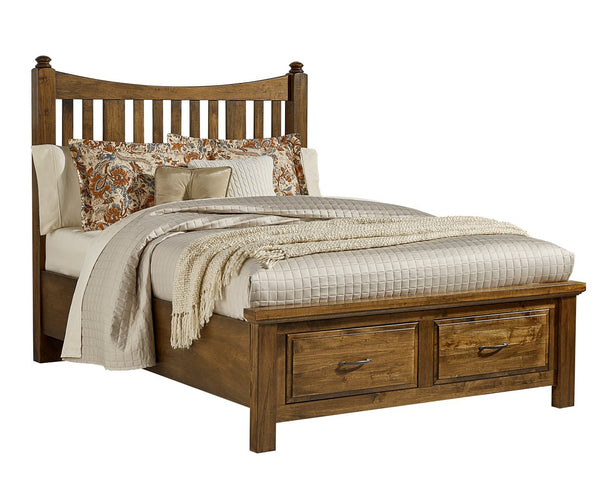 Vaughan-Bassett Maple Road Antique Amish Queen Slat Poster Storage Bed