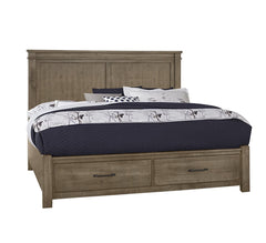 Vaughan-Bassett Cool Rustic Stone Grey California King Mansion Bed with Footboard Storage