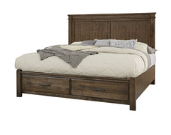 Vaughan-Bassett Cool Rustic Mink King Mansion Bed with Footboard Storage