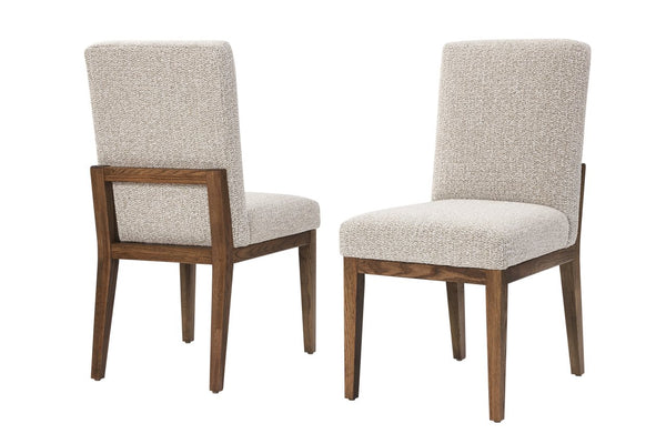 Vaughan-Bassett Dovetail Dining Natural Upholstered Side Dining Chair Grey Fabric