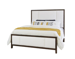 Vaughan-Bassett Crafted Cherry Dark Erins Upholstered Queen White Fabric Headboard