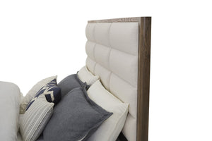 Vaughan-Bassett Crafted Oak Aged Grey Erins Upholstered Queen Headboard White