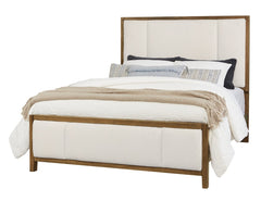 Vaughan-Bassett Crafted Cherry Medium Erins Upholstered King Headboard White Fabric