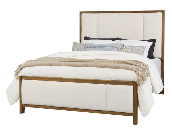 Vaughan-Bassett Crafted Cherry Medium Erins Upholstered King Headboard White Fabric