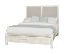 Vaughan-Bassett Custom Express Weathered White California King Upholstered Bed Pebble