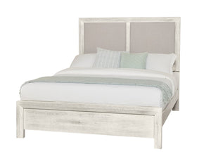 Vaughan-Bassett Custom Express Weathered White California King Upholstered Bed Pebble