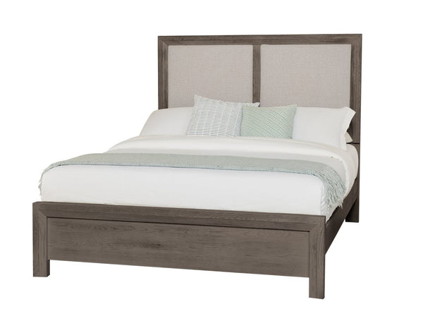 Vaughan-Bassett Custom Express Driftwood Grey California King Upholstered Bed Pebble