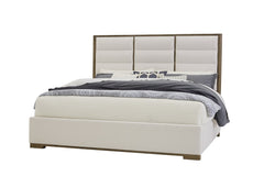 Vaughan-Bassett Crafted Oak Aged Grey Erins King Upholstered White