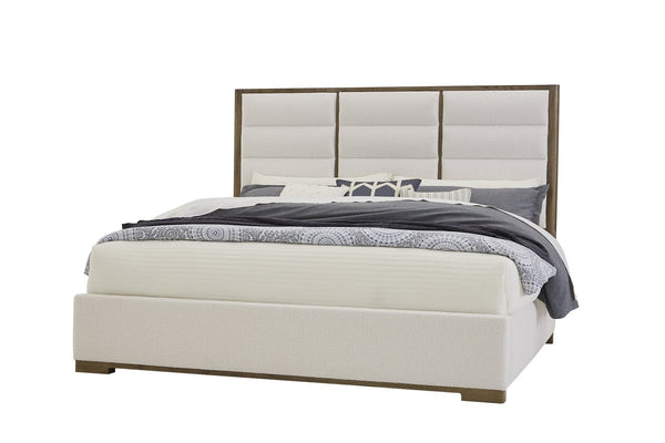 Vaughan-Bassett Crafted Oak Aged Grey Erins King Upholstered White