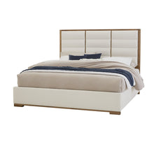 Vaughan-Bassett Crafted Oak Natural Erins King Upholstered White