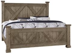 Vaughan-Bassett Cool Rustic Stone Grey California King X-Bed with X-Footboard