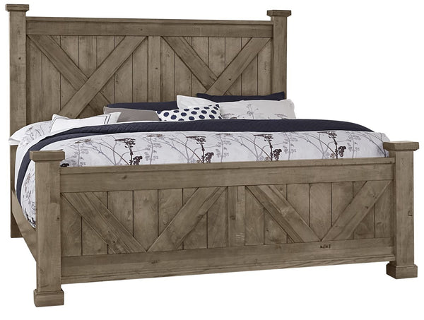 Vaughan-Bassett Cool Rustic Stone Grey California King X-Bed with X-Footboard