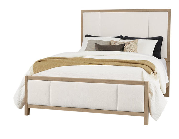 Vaughan-Bassett Crafted Cherry Bleached King Upholstered Bed White Fabric