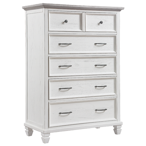 Madison Avenue Charleston 5-Drawer Chest in Dove Gray with Antique Brushed White Accents