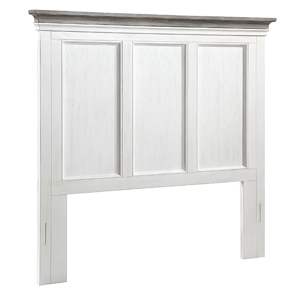 Madison Avenue Charleston King Headboard in Dove Gray with Antique Brushed White Coastal Finish