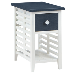 Madison Avenue Plantation Key Chairside Table in Coastal White/Navy Blue