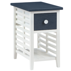 Madison Avenue Plantation Key Chairside Table in Coastal White/Navy Blue