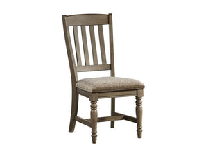 Intercon Balboa Park Roasted Oak Traditional Slat Back Dining Side Chair with Cushion Seat