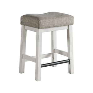 Intercon Drake Rustic White & French Oak Farmhouse Backless Barstool with Cushion Seat