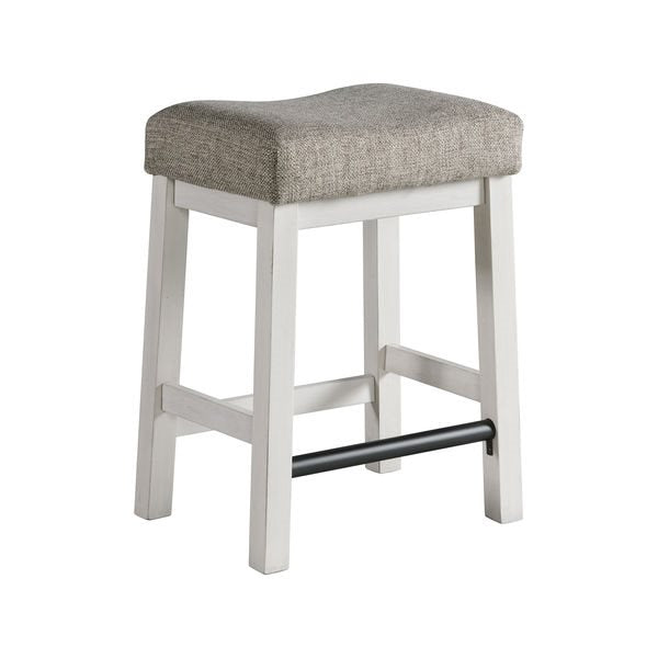 Intercon Drake Rustic White & French Oak Farmhouse Backless Barstool with Cushion Seat