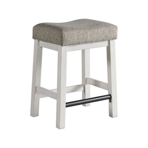 Intercon Drake Rustic White & French Oak Backless Barstool with Cushion Seat