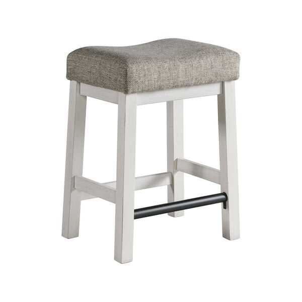 Intercon Drake Rustic White & French Oak Backless Barstool with Cushion Seat