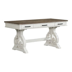 Intercon Drake Rustic White & French Oak Farmhouse 60 Inch Writing Desk