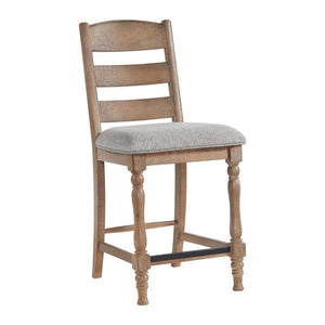 Intercon Highland Sandwash Farmhouse Ladder Back Barstool with Cushion Seat