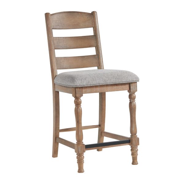 Intercon Highland Sandwash Farmhouse Ladder Back Barstool with Cushion Seat