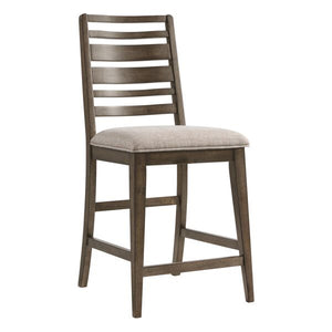 Intercon Kauai Brushed Mango Wood Contemporary Ladder Back Barstool with Cushion Seat