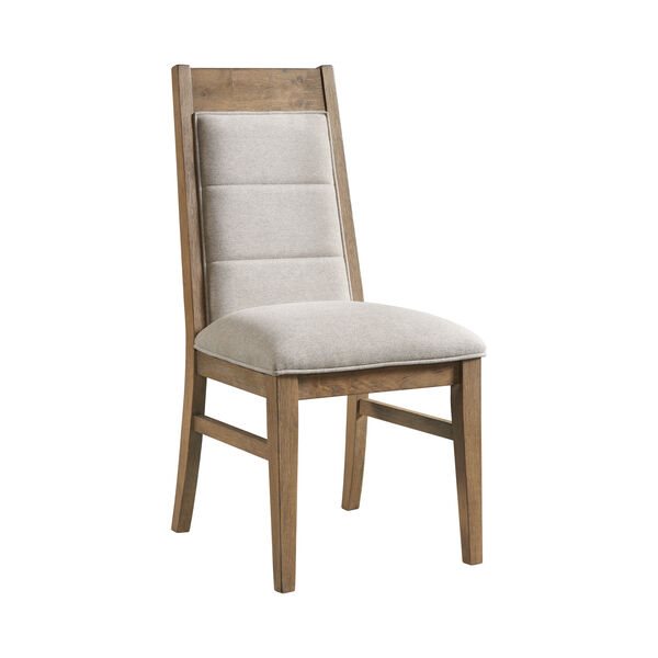 Intercon Landmark Weathered Oak Modern Upholstered Dining Side Chair with Webbed Seat