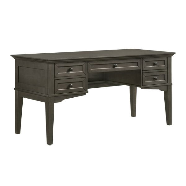 Intercon San Mateo Gray Transitional 5-Drawer Executive Desk