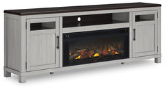 Darborn 88-Inch TV Stand with Electric Fireplace Gray/Brown