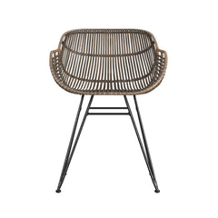 Bassett Mirror Boho Dark Rattan/Black Ryanne Arm Dining Chair