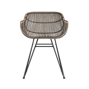 Bassett Mirror Boho Dark Rattan/Black Ryanne Arm Dining Chair