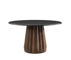 Bassett Mirror Modern Black Marble/Royal Brown Mango Jennings Round Dining Table