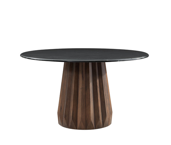 Bassett Mirror Modern Black Marble/Royal Brown Mango Jennings Round Dining Table