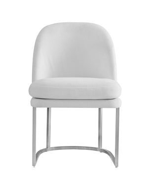 Bassett Mirror Modern Bone Fabric/Brushed Silver Metal Pearl Dining Chair