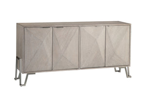 Bassett Mirror Modern Brushed Nickel Cooper 4-Door Server with 2 Shelves