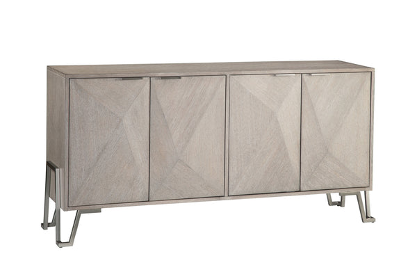 Bassett Mirror Modern Brushed Nickel Cooper 4-Door Server with 2 Shelves