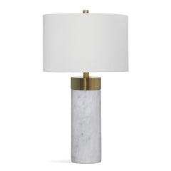 Bassett Mirror Glam White Marble/Antique Brass Finish Jocelyn Table Lamp