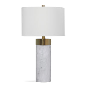 Bassett Mirror Glam White Marble/Antique Brass Finish Jocelyn Table Lamp