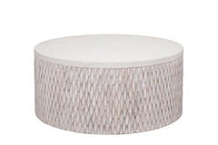 Bassett Mirror Coastal White Wash Mango Brewer Round Accent Cocktail Table