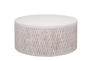 Bassett Mirror Coastal White Wash Mango Brewer Round Accent Cocktail Table