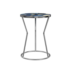 Bassett Mirror Contemporary Stainless Agate Lauer Round Accent Table