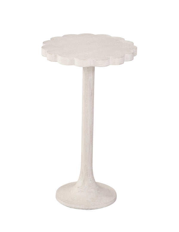 Bassett Mirror Farmhouse Sandblasted White Keiran Round Accent Table