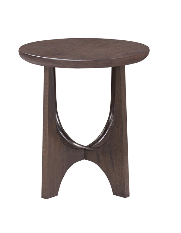 Bassett Mirror Modern Antique Brown Oak Dunnigan Brown Oak Round End Table