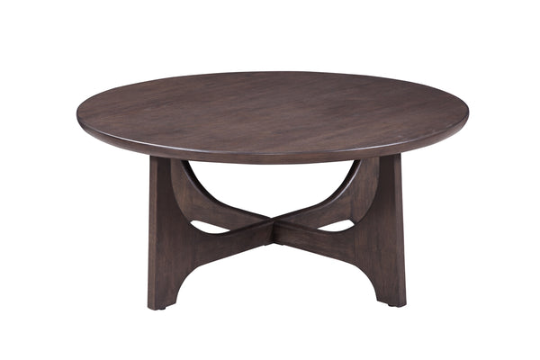 Bassett Mirror Modern Antique Brown Oak Dunnigan Brown Round Oak Cocktail Table