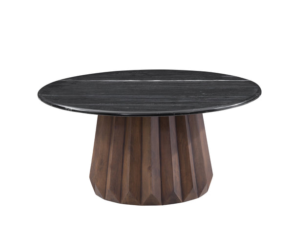 Bassett Mirror Modern Black Marble & Royal Brown Jennings Nesting Small Round Cocktail Table